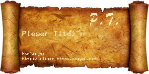 Pleser Titán névjegykártya